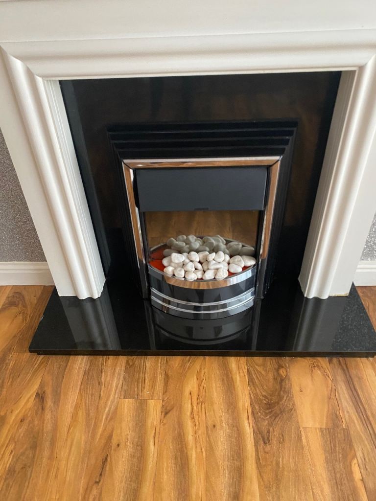 Electric Fireplace with White Surround – Good Condition