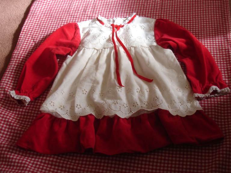 Vintage toddler red velvet dress