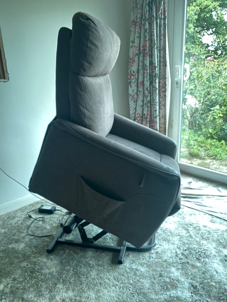 Free Brown Fabric Recliner Armchair with Power Lift - Good Condition