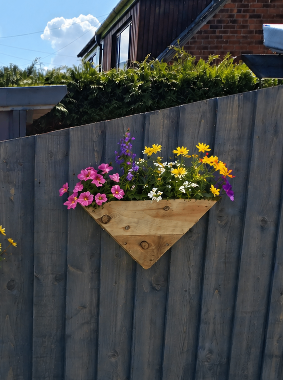 Wooden fence planter