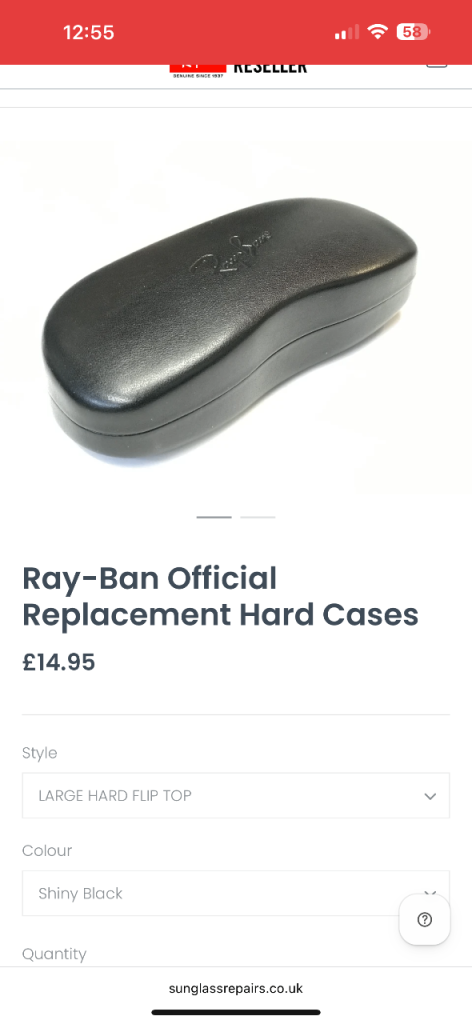 Ray-Ban Official Replacement Hard Case – Shiny Black, Large Flip Top