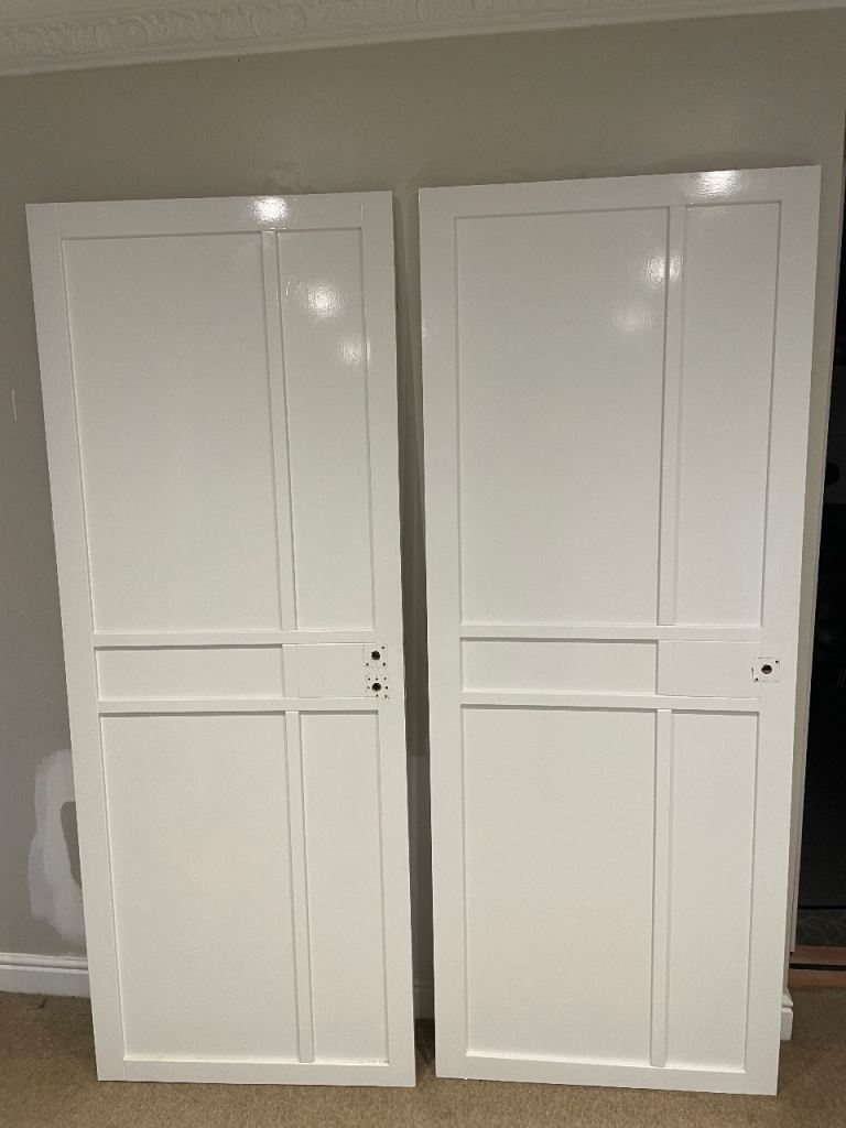 2 x used Deanta Dalston white internal doors DALWHP