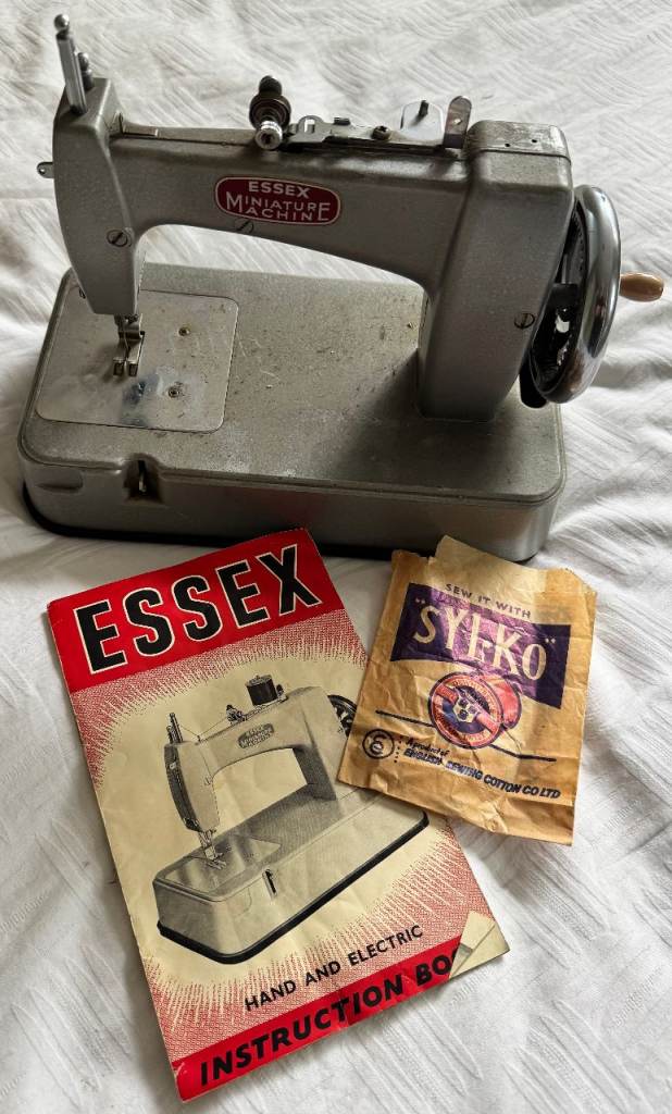 Vintage Essex Miniature Hand Sewing Machine with Manual and original Box