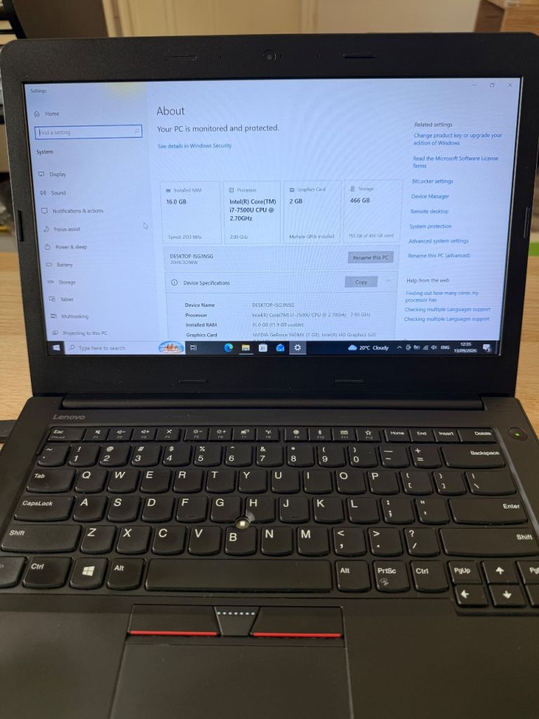 Lenovo ThinkPad E470 – i7 / 16GB / 500GB SSD / NVIDIA 940MX