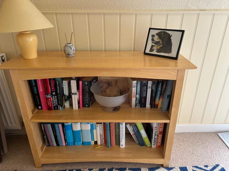 Solid Beech Wood Bookcase with Two Shelves – Good Condition