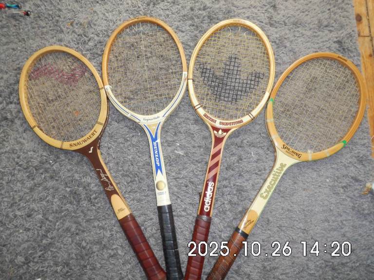 Vintage wooden Tennis racquets endorsed by Navratilova, Wade, Nastase & Brian Gottfried