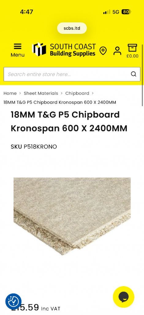 18mm T&G chip board flooring 