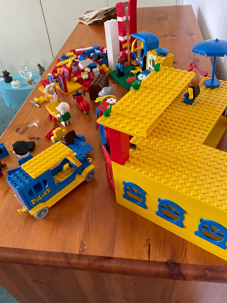Lego police and fire station and assorted lego
