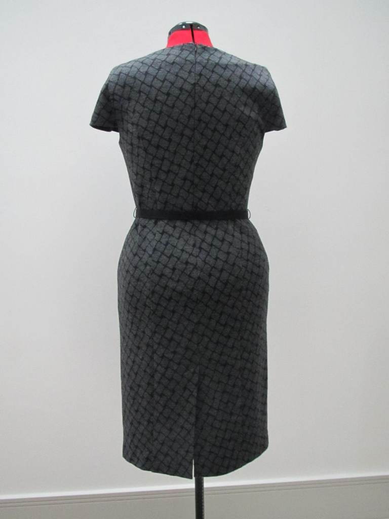 Dress in geometric square pattern in black and grey by Country Casuals.