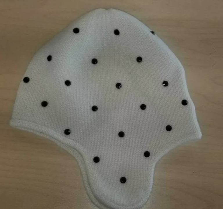 image for William Sharp London Ecru/Ivory 100% Cashmere Hat with Black Swarovski Crystals