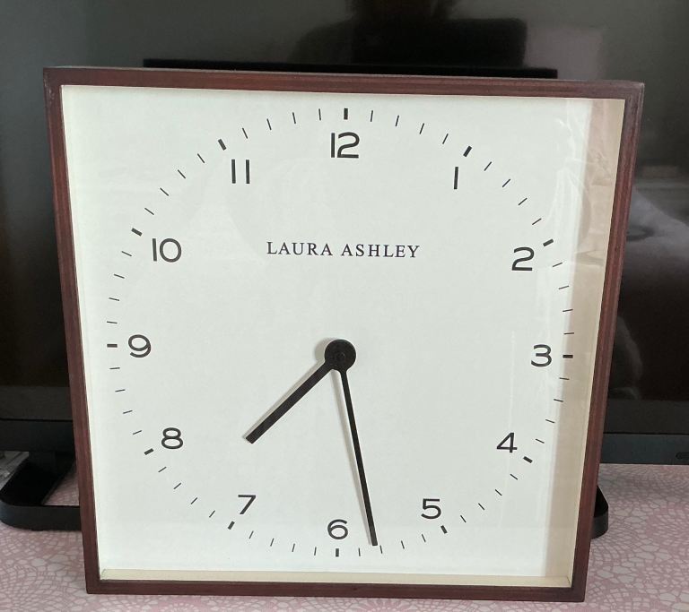 Wall clock large square by Laura Ashley 35 x 35cm excellent condition 