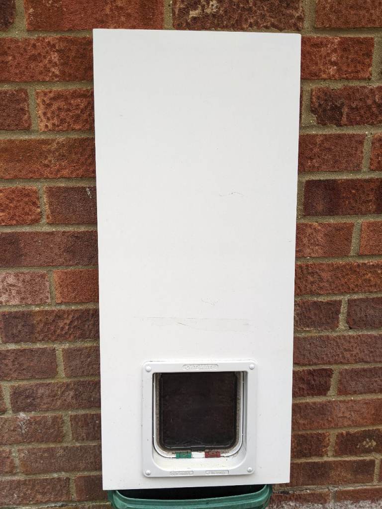 Cat Mate cat flap on white panel for easy installation