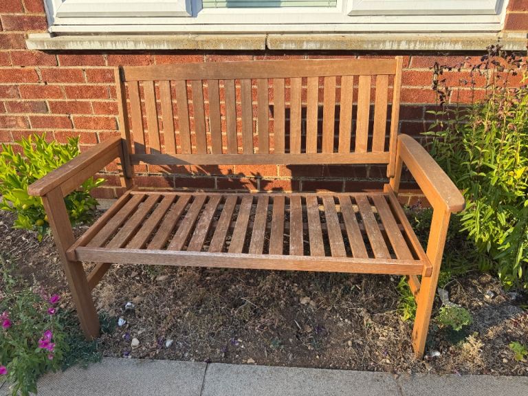 Wooden Garden Bench – Fair Condition, Needs TLC