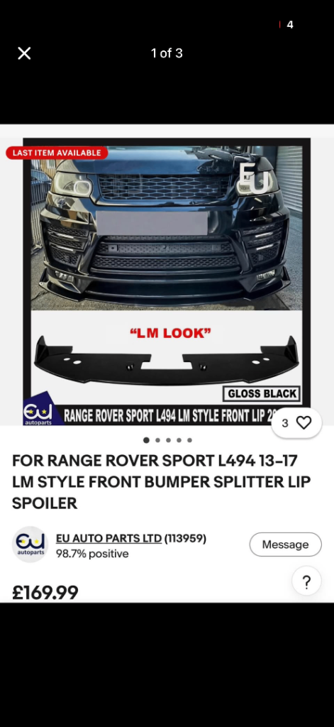 Range Rover 2013 to 2017 front splitter