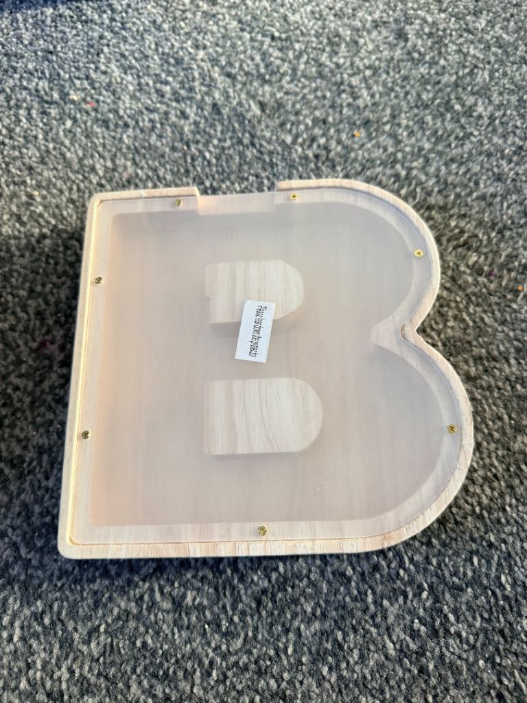 Letter B wooden money box