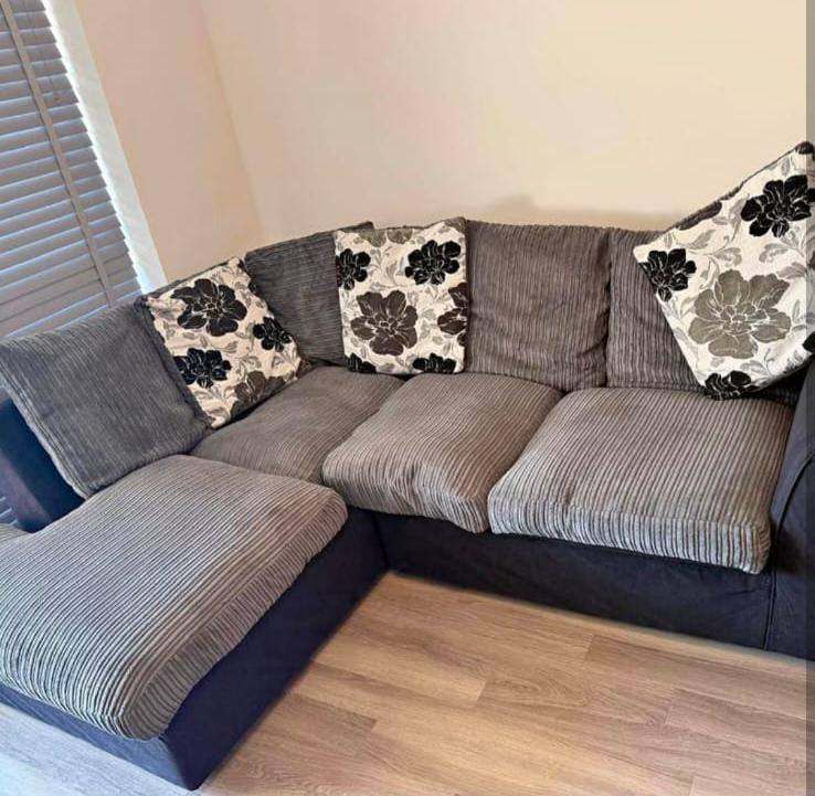 Modern Grey Fabric Corner Sofa