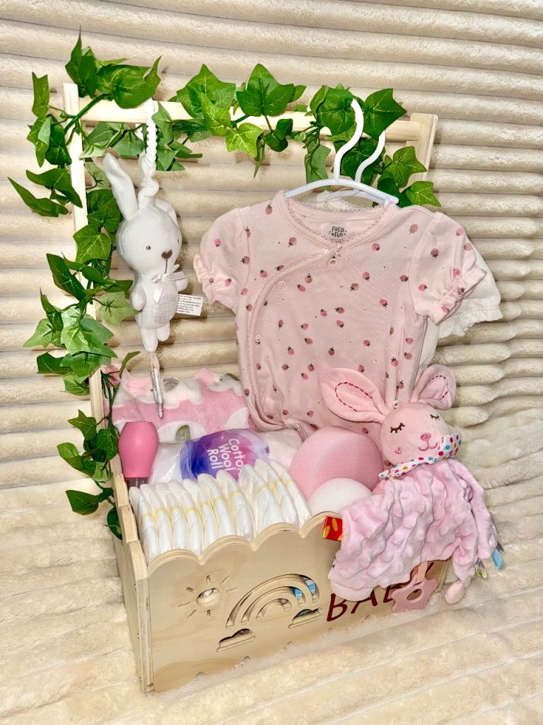 Newborn baby girl gift, Baby hamper/crate 