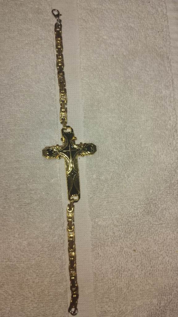 Stainless Steel Cross Barcklet- high quality, plated. High quality design.  One size (standard)