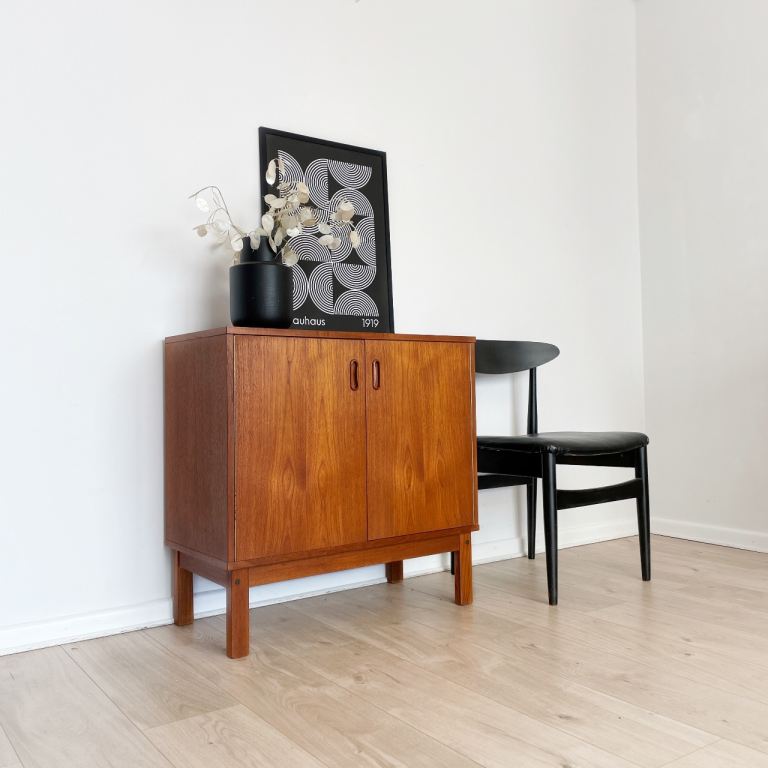 Mid century teak record cabinet