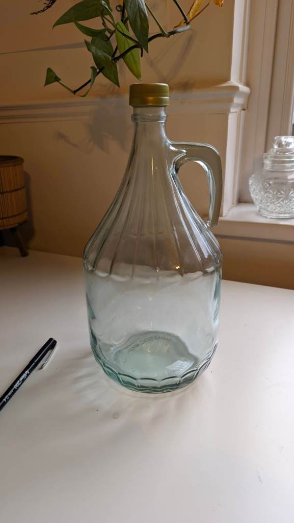 Large Clear Glass Demijohn / Flagon Bottle - Homebrew or Decor