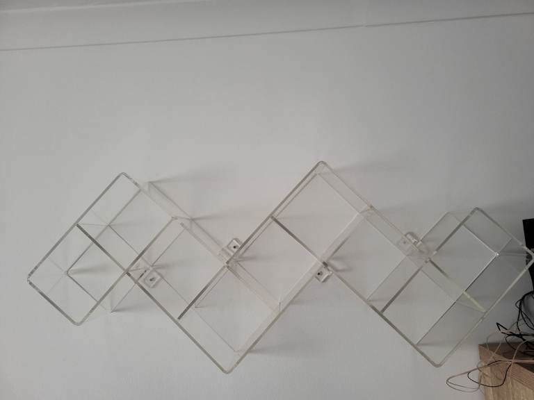 Clear Acrylic Wall Shelf – Zigzag Display Unit, Good Condition