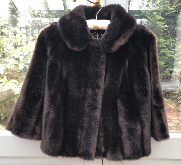 image for Vintage Tissavel black/brown faux fur jacket S/M ONO - VG vintage condition