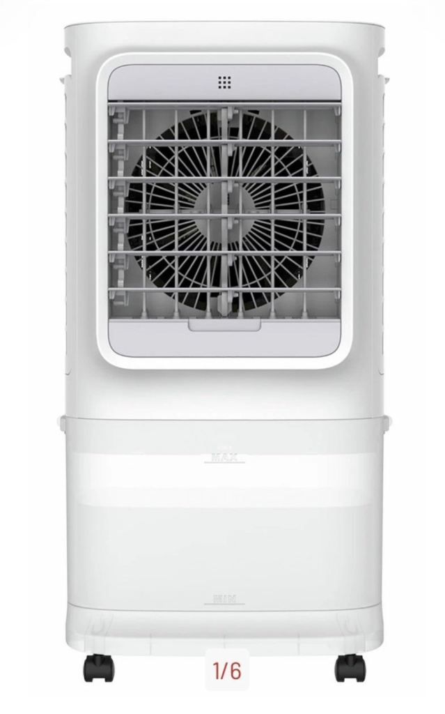 Portable Air Cooler with Humidifier – White, On Wheels