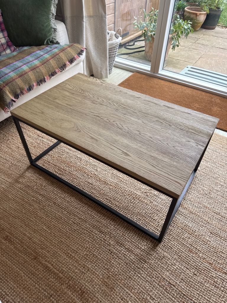 Neptune Carter Oak Coffee Table With Metal Frame 