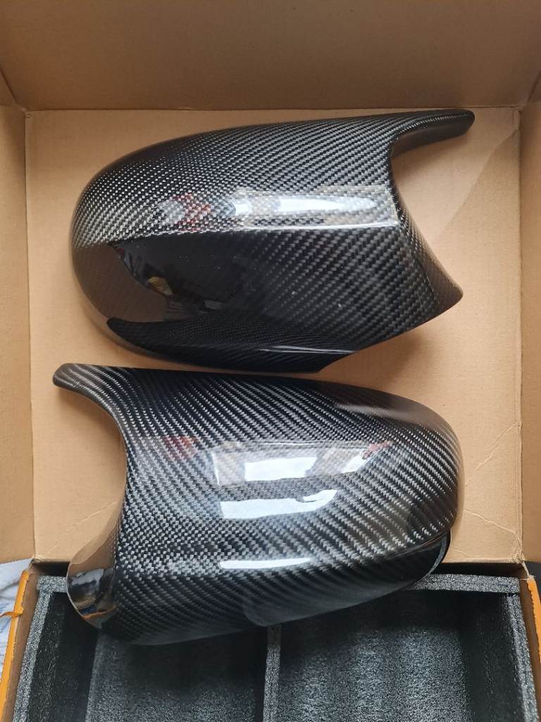 REAL CARBON FIBRE SIDE WING MIRROR COVER CAPS BMW E92 E93 E90 LCI 08-13 E81 E82 E87 E88