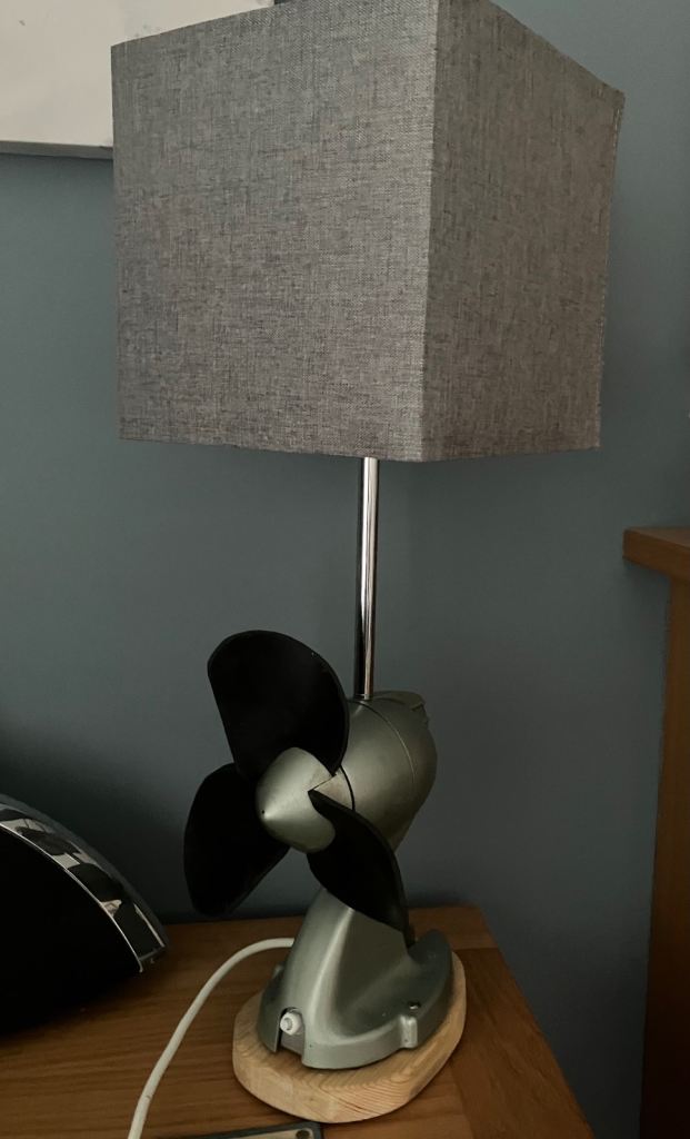 Unique 1950s gec bullet fan table lamp