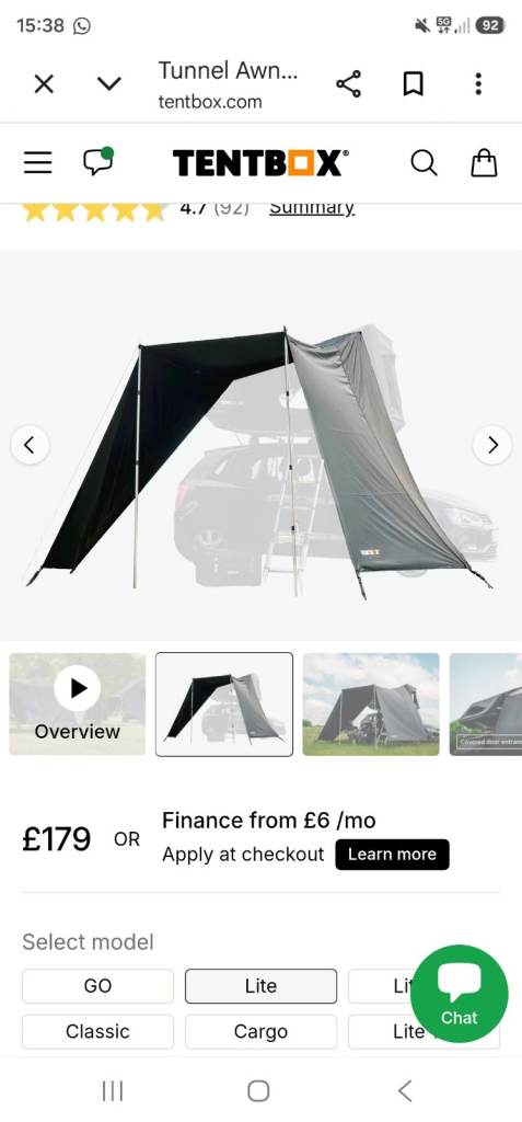 Tentbox tunnel awning lite 2.0