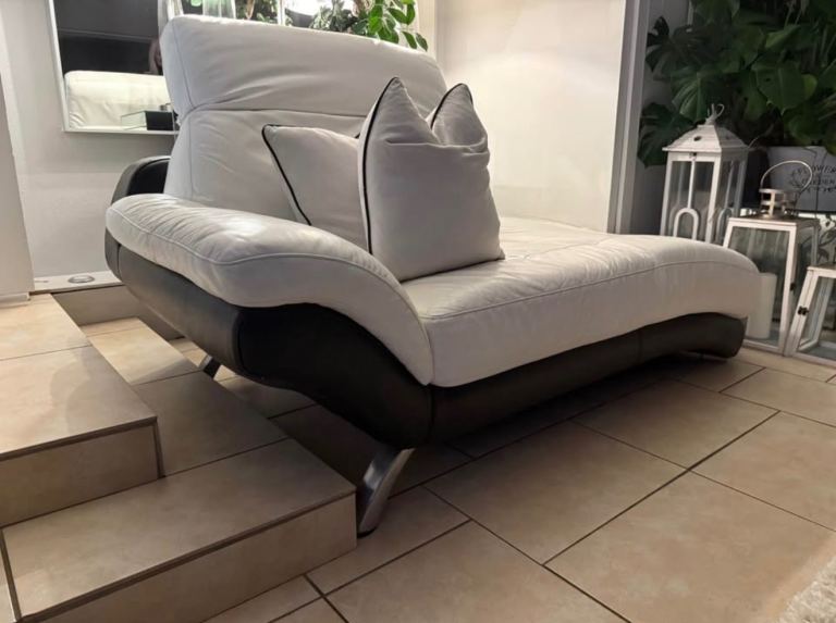 Black & white leather sofa x3 