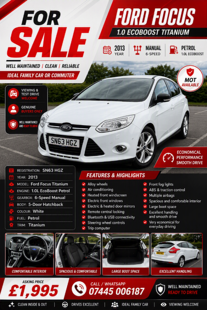 Ford Focus 1.0 EcoBoost Titanium– 2013