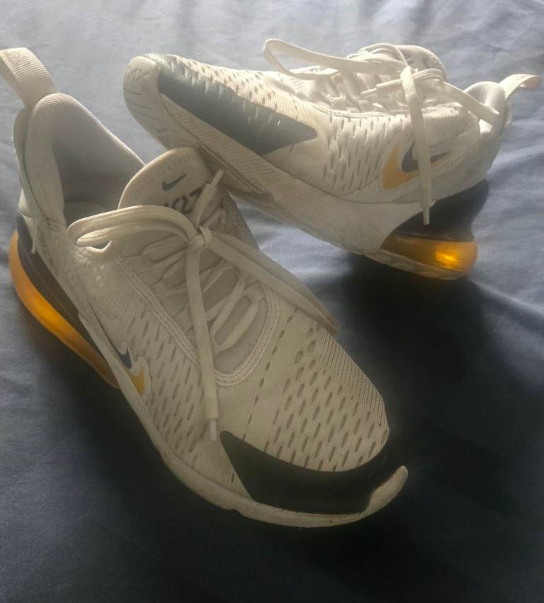 Nike Air Max 270 Trainers – White with Orange, Good Condition