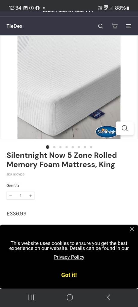 NEW ROLLED 5ft kingsize Silentnight 5-Zone memory foam mattress