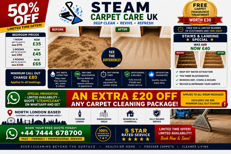 Steam Carpet Cleaning | Steam Carpet Care UK | London