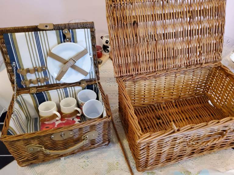 2 x Lovely Whicker Baskets - 1 Medium,  1 Small
