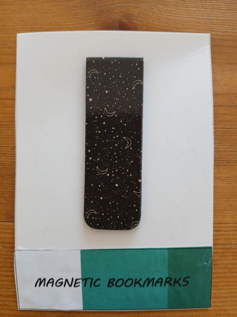 Magnetic Bookmarks - Black with Stars and Moons
