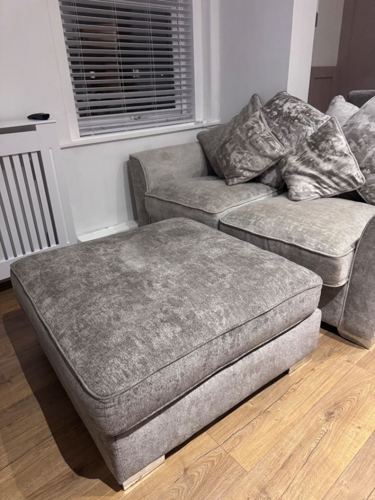 Grey Textured Footstool