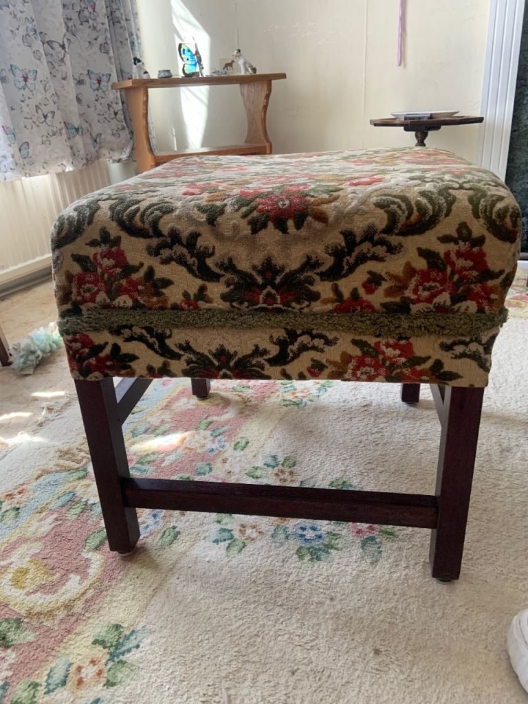 Vintage Floral Pattern Footstool - Good Condition
