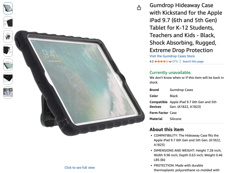 Gumdrop Hideaway Case with Kickstand for the Apple iPad 9.7 (6th and 5th Gen) Tablet 