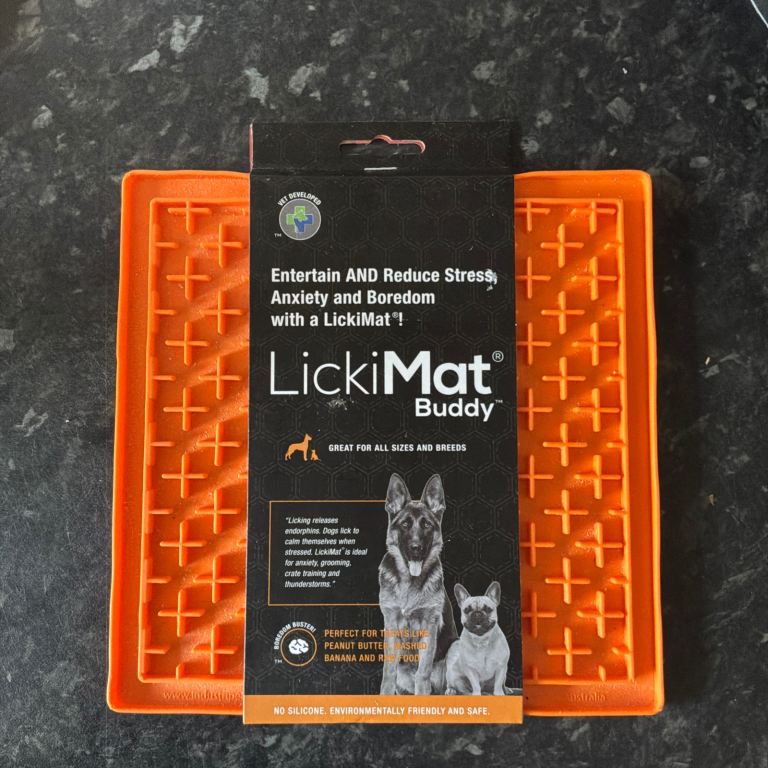 LickiMat Classic Buddy, Dog Feeding Mat for Boredom and Anxiety Relief (orange)