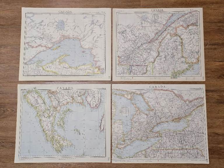 £20 Each/ Antique 1880s Various Canadian Provinces Engraved Atlas Maps 47cmx34cm