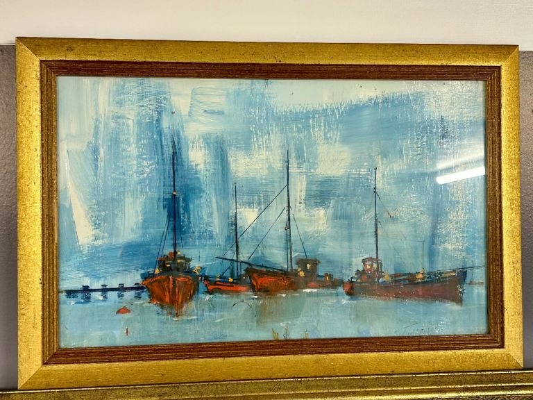 image for Terence McArdle – “Red Boats” (1972) – Original Painting