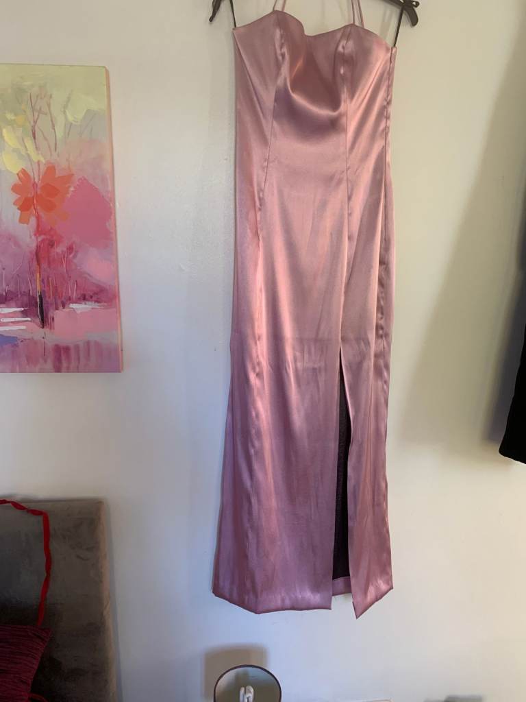 Beautiful, well made, satin, long to ankle dress, size 8, unworn, ideal for Prom, dances etc