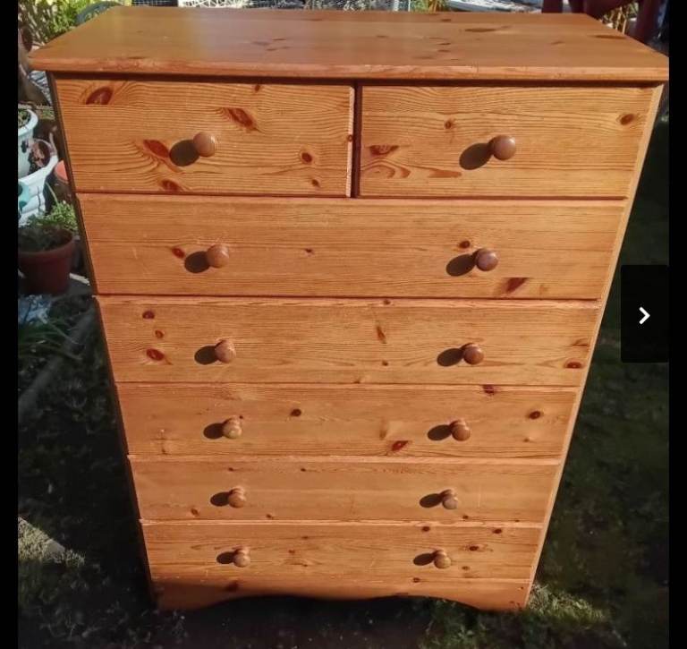 VICTORIAN STYLE PINE 7 DRAWER TALLBOY CHEST OF DRAWERS.