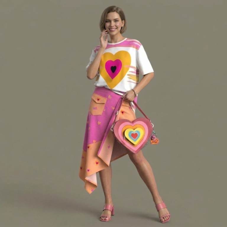 All sizes- Vibrant Heart Print T-Shirt in different colors 