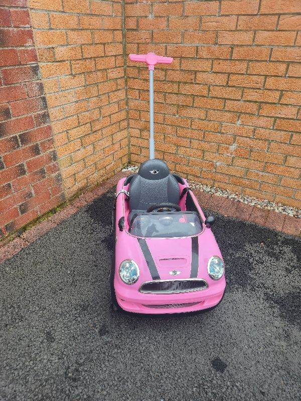 Pink Mini Cooper Push Along Ride-On Toy