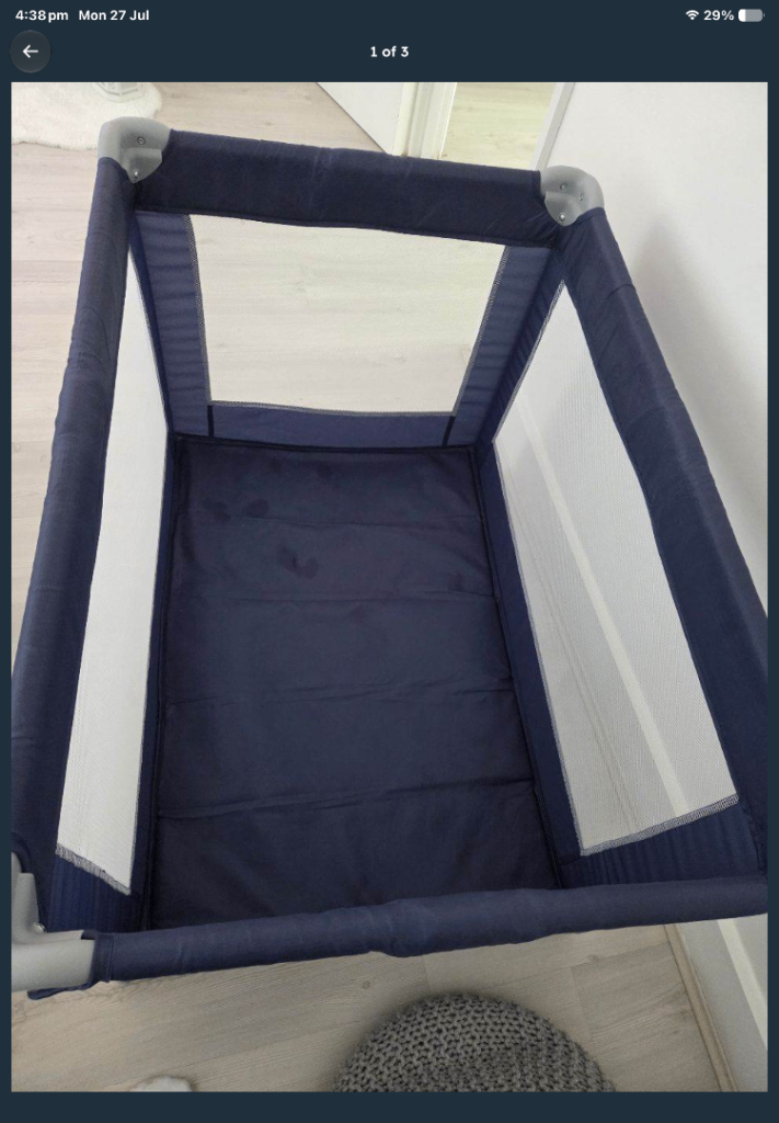 Navy travel cot 