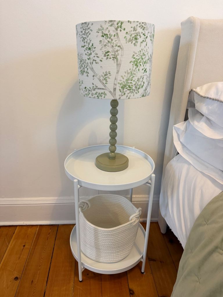 White Metal Bedside Table with Two Shelves - Set of 2